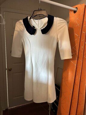 White Long Sleeved Peter Pan Collar Dress